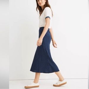 Madewell Navy Polkadot Slip Skirt